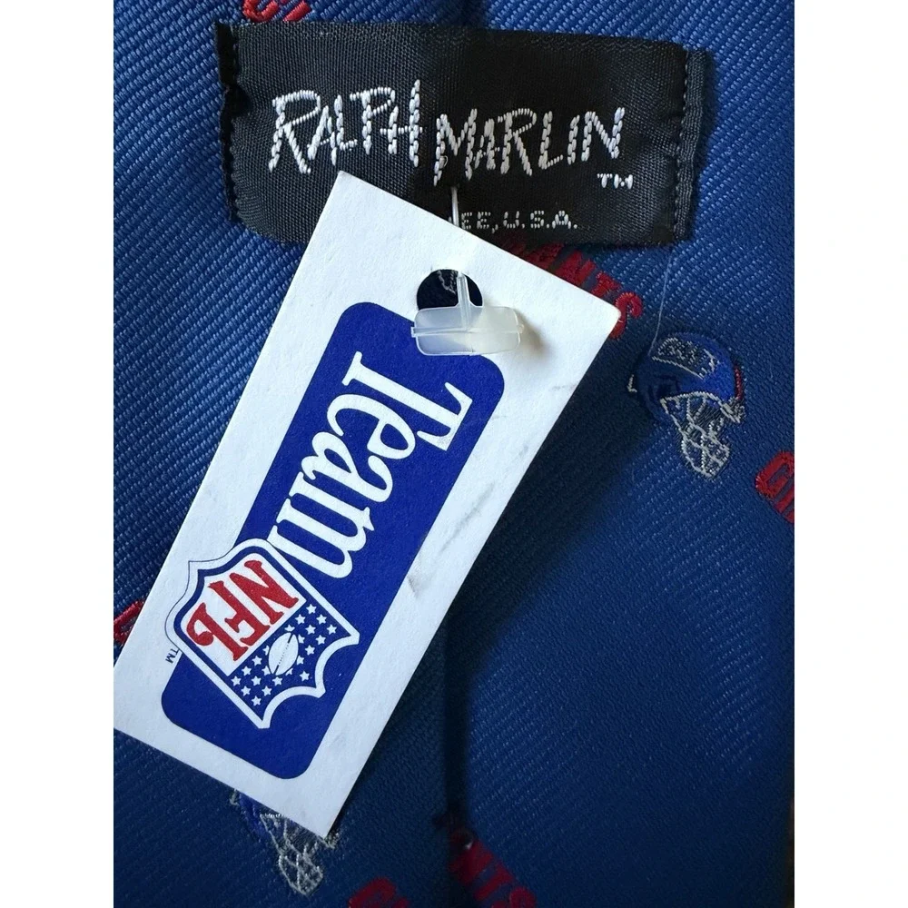 NWT New York Giants Ralph Marlin NFL Football Logo Neckwear Tie Blue USA JBHS
